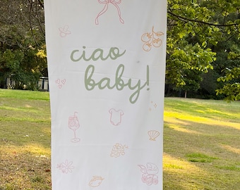 Personalised Fabric Welcome Sign | Ciao Baby, Baby Shower, Wedding Signage