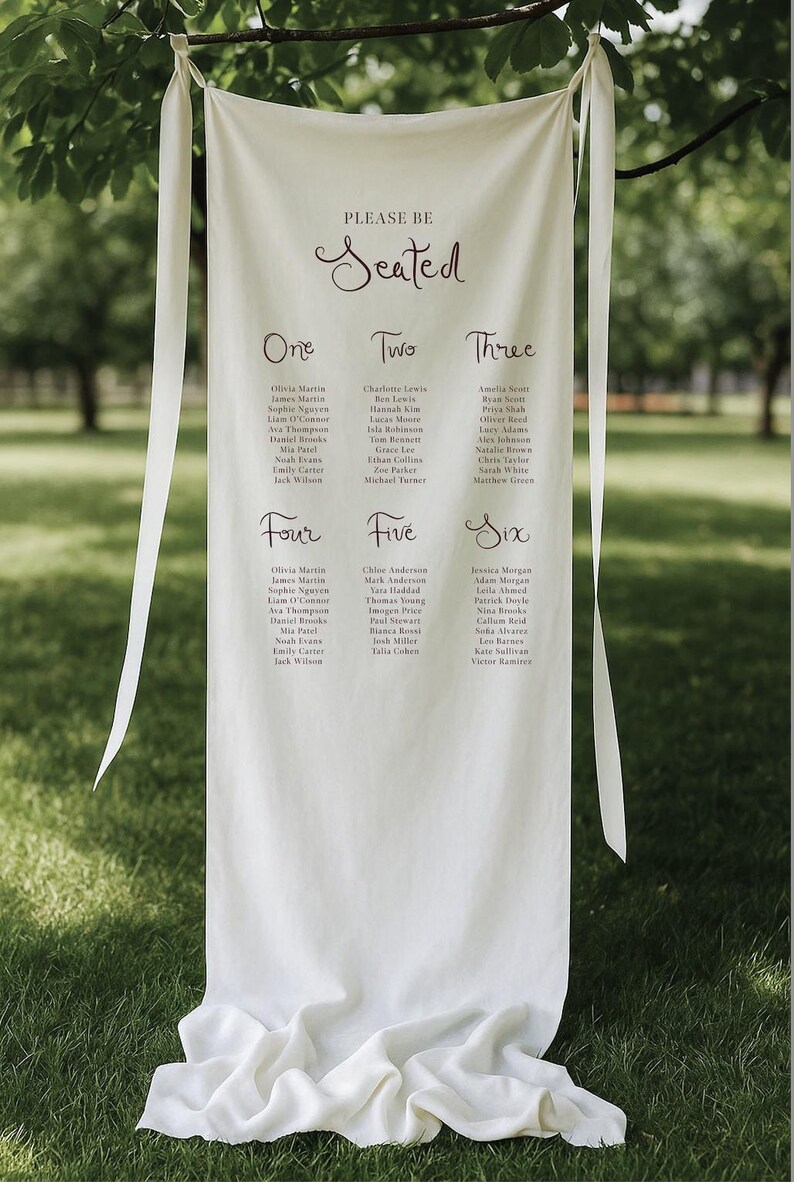 Personalised Fabric Wedding Seating Chart | Linen Blend Seating Chart ...