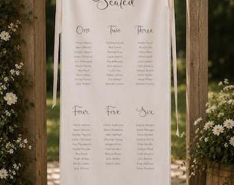Personalised Fabric Wedding Seating Chart | Custom Event Signage (Raw Hem)