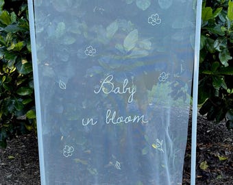 Personalised Welcome Sign | Custom Baby Shower & Wedding Sheer Sign | Tulle