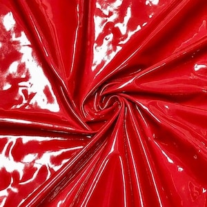 Red 4-Way Stretch Vinyl Fabric Shiny Latex Look 60&quot; Wide