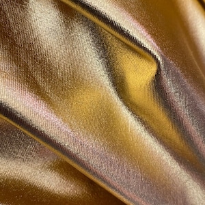 Metallic Gold Foil Lame Fabric 4-Way Stretch Spandex (60&quot; Wide)
