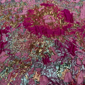 pink-gold embroidered jacquard brocade fabric by the yard 58&quot; width