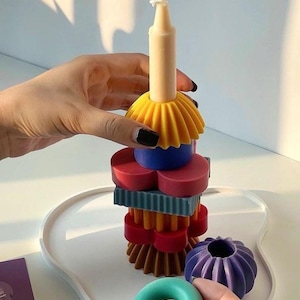 Vela Decorativa Modular – Vela de Diseño Colorido y Creativo, Estilo Montable para Decoración Moderna y Original