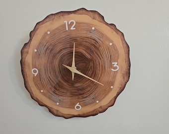 Mid Century Printed Wood Wall Clock: Silent Farmhouse Decor