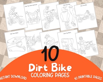 Dirt Bike Coloring Pages for Kids | Instant Download | Motocross Colouring Pages | 10 Digital Ready to Print Sheets | Motorcycle Fans