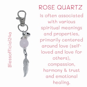 Rosenquartz Kristall Schlüsselanhänger - Heilstein für Liebe & positive Energie