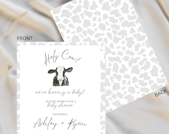 Holy Cow We're Having a Baby! Baby Shower Theme Invitation Digital Download