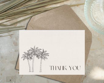 Minimalist Palm Destination Wedding Thank You Card Template