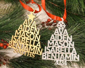 Weihnachtsbaum Name Ornament, Weihnachten Familie Ornament, personalisierte Ornament mit Namen, benutzerdefinierte Baum Decor, Laser Cut Ornament, Weihnachtsgeschenk