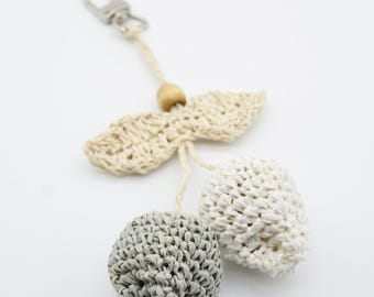 Raffia Lemon Charm – Natural Fruit Bag Accessory, Boho Summer Key Holder