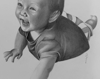 Handgetekend portret van foto, op bestelling gemaakt grafietpotloodtekening, op maat gemaakt kunstwerk