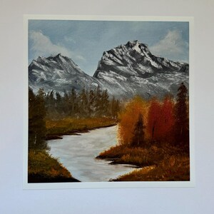 Autumn Mountains - Original Oil Painting Print 12x12inches