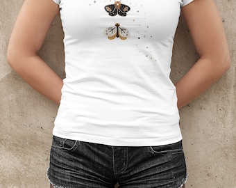 Komfortfärger Moth T-shirt Moth-tröja Insektskjorta Bug-tröja Whimsigoth Clothing Dark Cottagecore Moth T-shirt Entomologi Insekter Moths