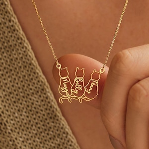 Katzen Name Halskette, Benutzerdefinierte Name Halskette, Minimalist Halskette, personalisierte Geschenke, Katze Erinnerung Geschenk, Katze Liebhaber Geschenk, Muttertag Geschenk