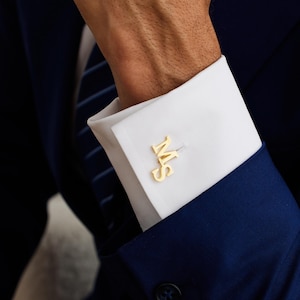 Gemelos con inicial personalizada, gemelos personalizados para padrinos de boda, gemelos de boda, propuesta de matrimonio, regalo para el padrino, regalo para el Día del Padre.