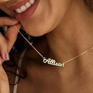 Personalised Name Necklace with Box Chain, Custom 18K Gold Name Plated Necklace, Necklace for Women, Birthday Gift, Christmas Gift for Her