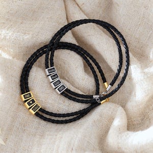 Pulsera de cuero personalizada con nombre de niño, pulsera con nombre para hombre, pulsera para papá, regalo para esposo, novio o papá, regalo para el Día del Padre, regalo para él