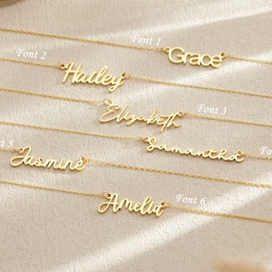 Custom 18K Gold Plated Name Necklace, Dainty Minimalist Name Necklace, Personalised Jewellery, Birthday Gift for Her, Mothers Day Gift