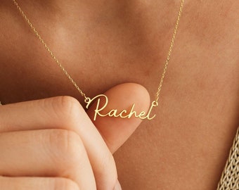 Personalised Name Necklace, Custom 18K Gold Plated Name Necklace, Minimalist Necklace, Birthday Gift for Her, Mothers Day Gift, Gift for Mom
