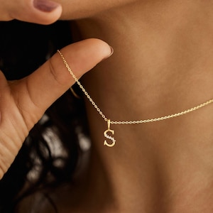 May include: A gold necklace featuring a pendant shaped like the letter "S", adorned with small, sparkling stones. The necklace is displayed against a skin tone background.