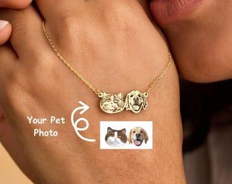 Gepersonaliseerde huisdier portret ketting, aangepaste koosnaam ketting, hond foto ketting, hond kat herdenkingscadeau, huisdier verlies cadeau, Moederdagcadeau
