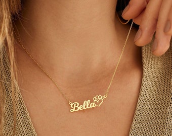 Custom Paw Name Necklace, Dog Paw Necklace, Pet Necklace, Animal Necklace, Pet Memorial Jewellery, Pet Loss Gift, Anniversary Gift for Her