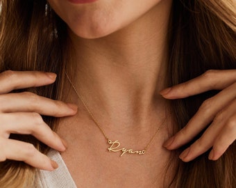 Dainty Name Necklace, Custom Minimalist Name Necklace, Gold Name Necklace, Script Name Necklace, Personalised Gift for Her, Mothers Day Gift