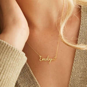 Collar con nombre personalizado y corazón, collar dorado con nombre, joyería personalizada con nombre, regalo para baby shower, regalo de cumpleaños para ella, regalo para el Día de la Madre