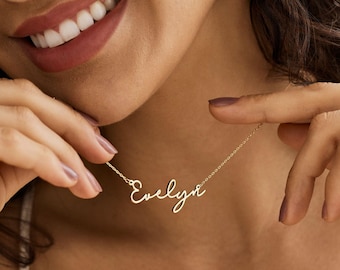 Custom Minimalist Name Necklace, 18K Gold Plated Name Necklace, Script Name Necklace, Necklace for Women, Personalised Gift, Gift for Mum
