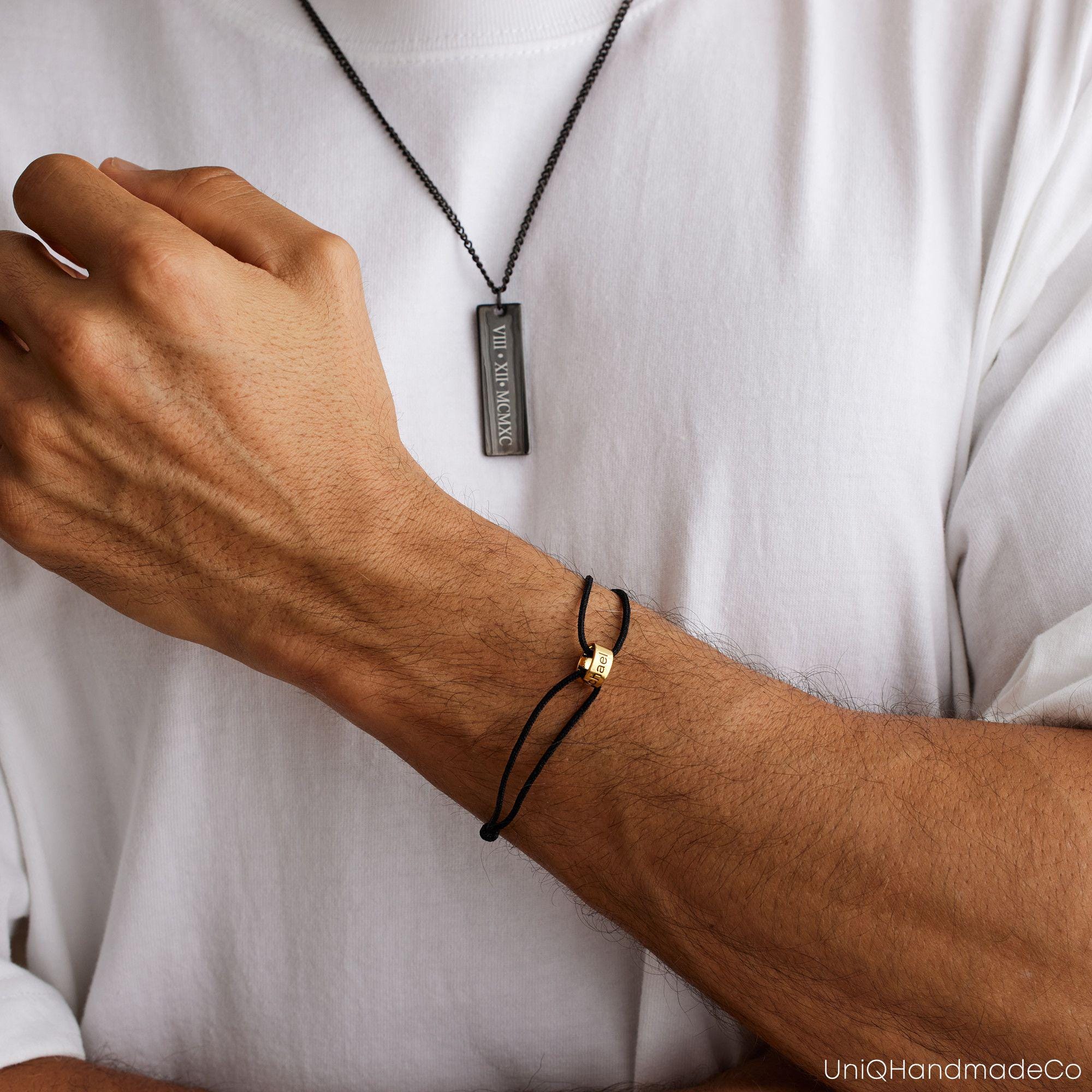 Collana Personalizzata Con Nome In Acciaio Inossidabile – Catena Cubana Nero Argento Oro, Regalo Per Papà O Fidanzato