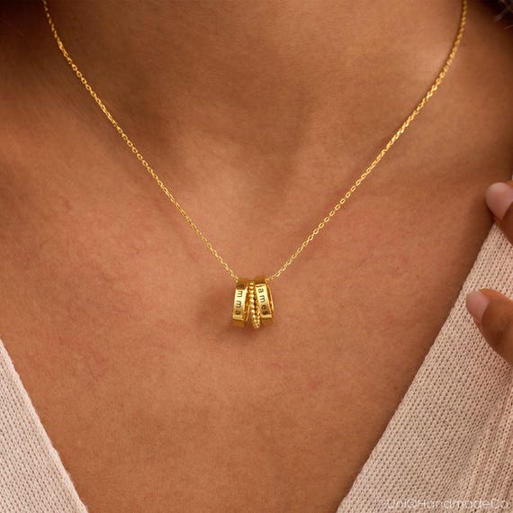 Personalised Circle Name Necklace, Custom Gold Hoops Necklace, Engraved Necklace, Family Necklace, Womens Necklace, Mothers Day Gift for Her