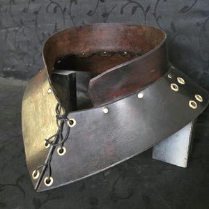 Hand Made Leather Gorget with Collar (front tied)