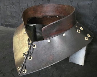 Hand Made Leather Gorget with Collar (front tied)