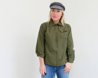 1960s Military Shirt // Size Extra Small to Small