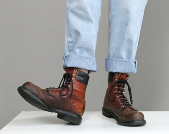 lumberjack boots with red laces
