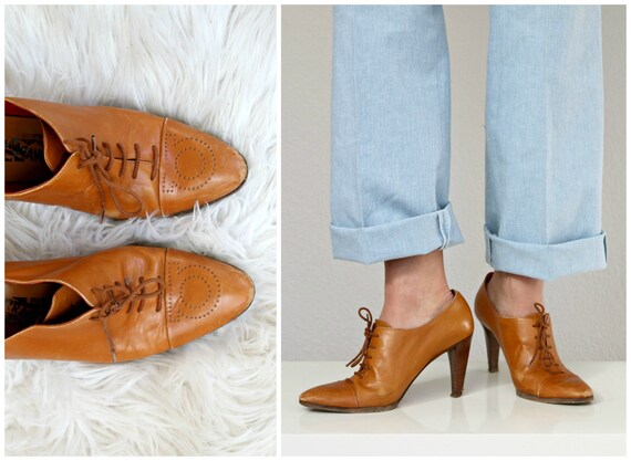 1980's Salvatore Ferragamo Cognac Ankle Booties //