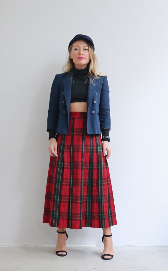 1980's Allen Lolly English Wool Plaid Skirt // Wo… - image 6