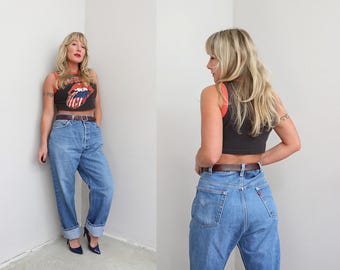1990's Vintage US Made Levi's 501 Button Fly Jeans ~ Women's XL XXL ~ 38" 39" Waist ~ Men's Lg Xl ~ Medium Blue Faded Wash ~ Straight Leg