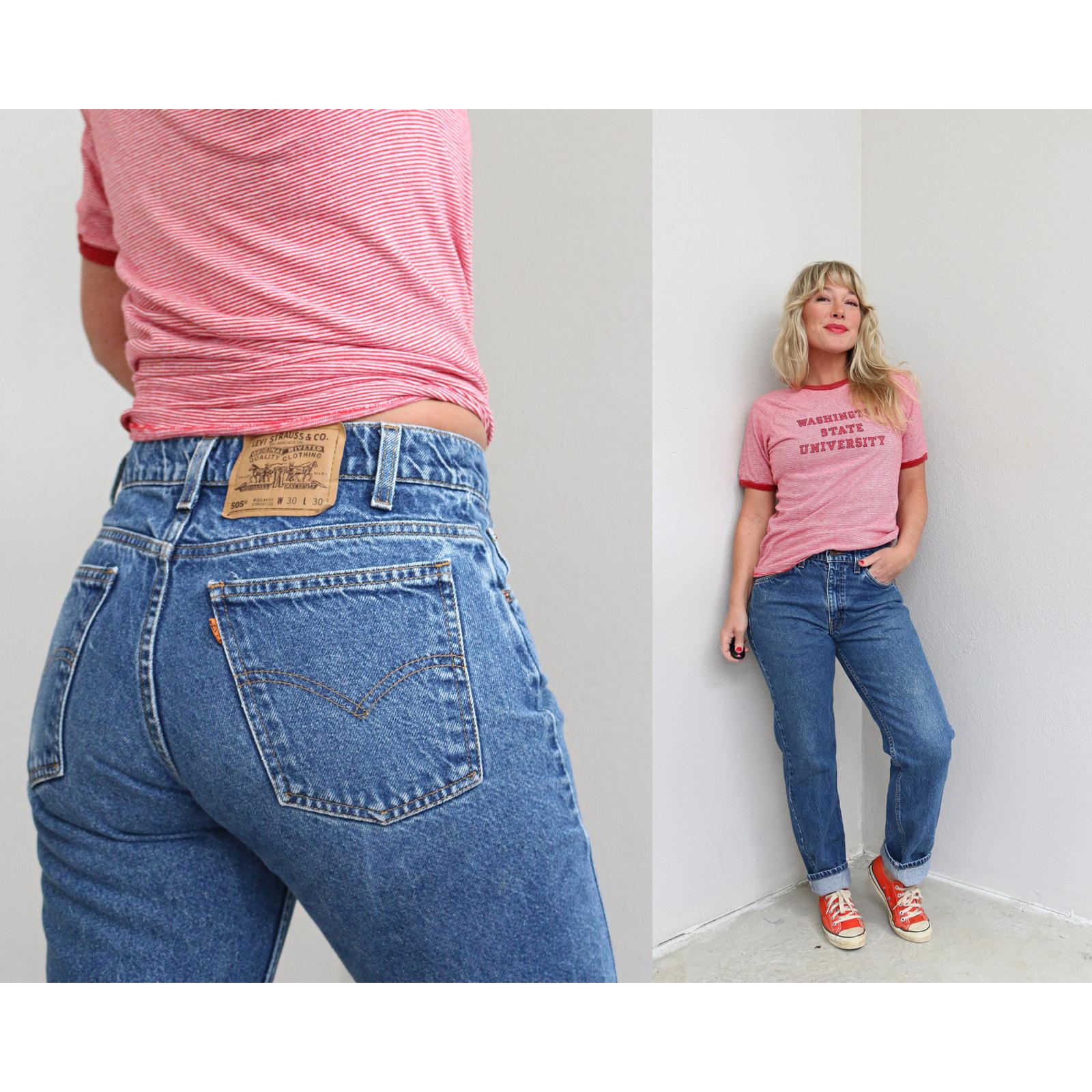 1990's Vintage Levi's 505 Dark Wash Straight Leg Jeans Women's XS
