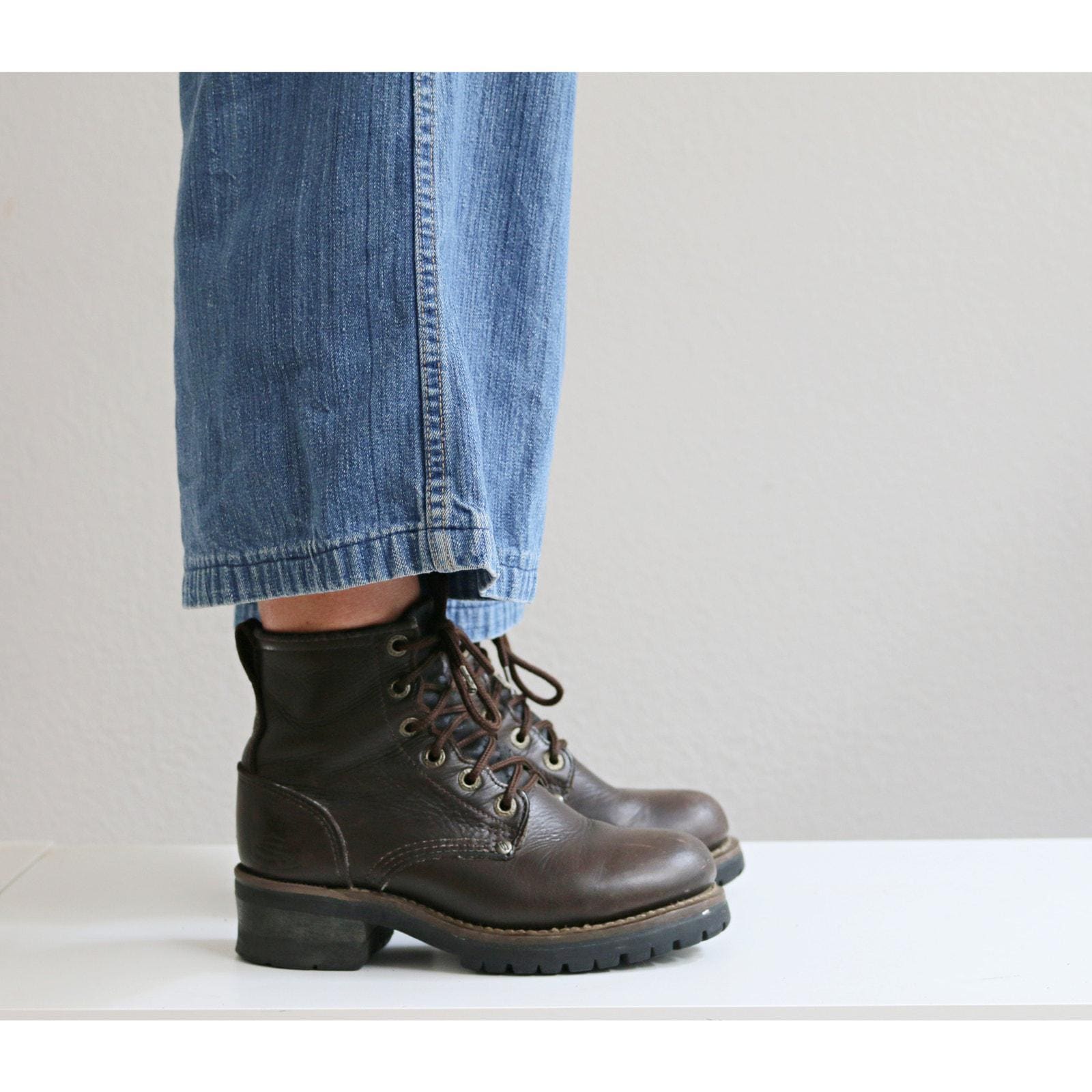 1990's Vintage Skechers Leather Work Boots ~ Women's 6 to 6-1/2