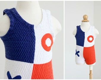 1950s Carltona Tic Tac Toe Swimsuit // Size 3 Months