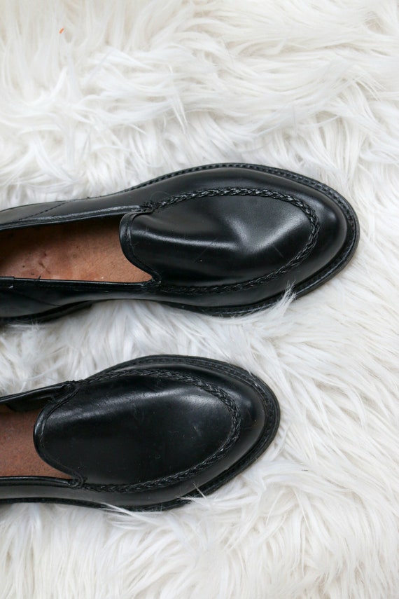 Deadstock, 1950's Glossy Black Slip On Shoes // K… - image 3