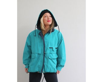 1980's Mulberry Street Teal Parka // Women's Size Medium to Large // Camping // Lightweight // Hiking // Backpacking // Outdoor Wear