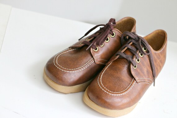 Deadstock, 1970s Brown Leather Oxfords // Little … - image 6