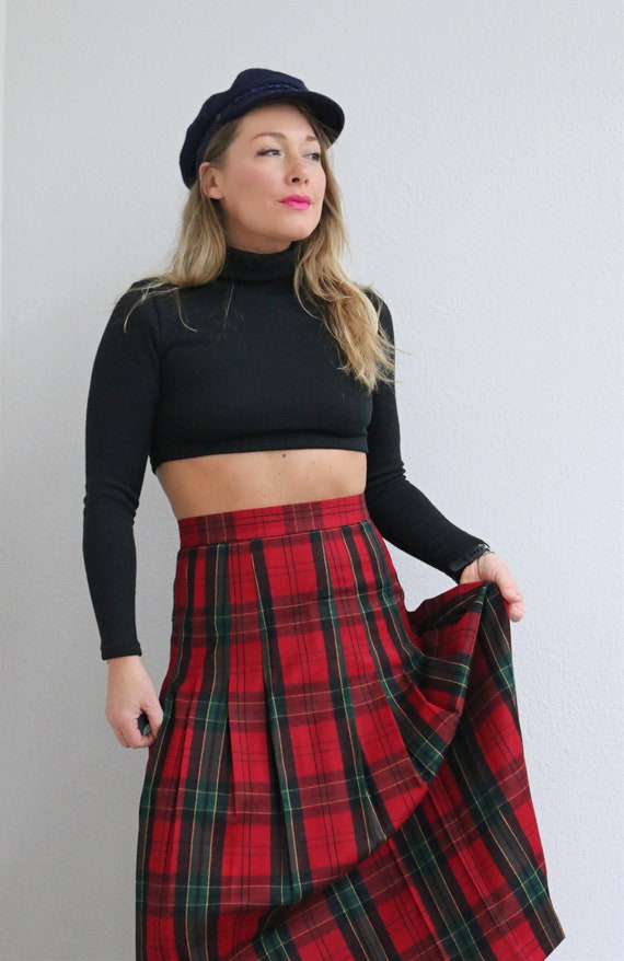 1980's Allen Lolly English Wool Plaid Skirt // Wo… - image 8