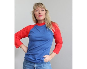 1970's Deadstock Vintage Unisex USA Made Baseball Raglan Shirt ~ Women's MD to XL ~ Men's sm to lg ~ Small ~ Medium ~ Large ~ Extra Large