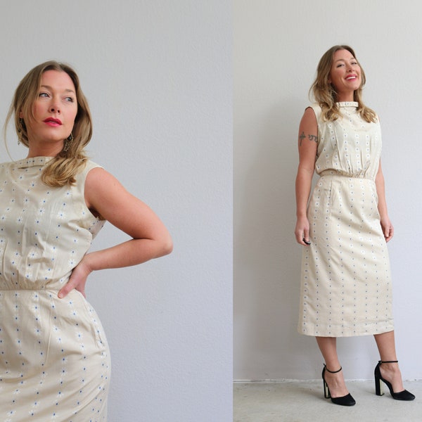 1950's Nardis Daisy Flower Cocktail Dress // Women's Size Small // Fitted Sheath Dress // Midi Evening Dress // Day to Night // Mid Century