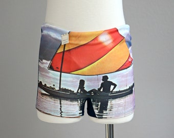 Deadstock, 1970's Wat-A-Boy Swim Trunks // Kid's Size 7/8 // Size Small to Medium // Short Shorts // 1980's Style // Summer Swimwear