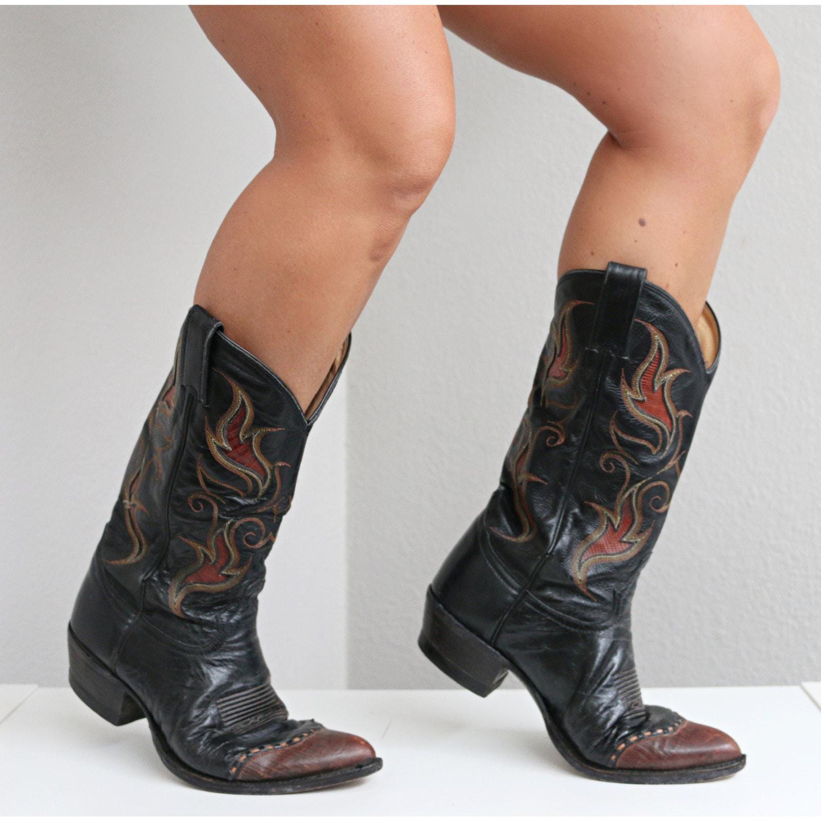 Leather Flame Boots for Women - Etsy